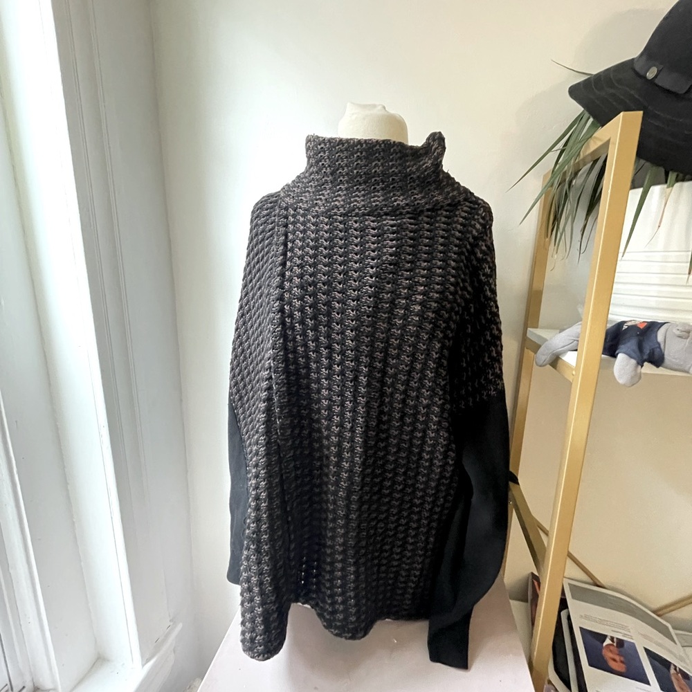 Willow Warm Knit Brown & Black Sweater with Split Front and Back